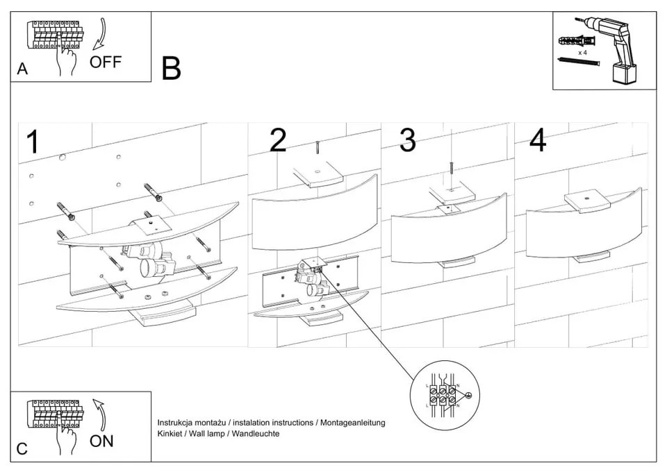 Biele nástenné svietidlo Eva – Sollux
