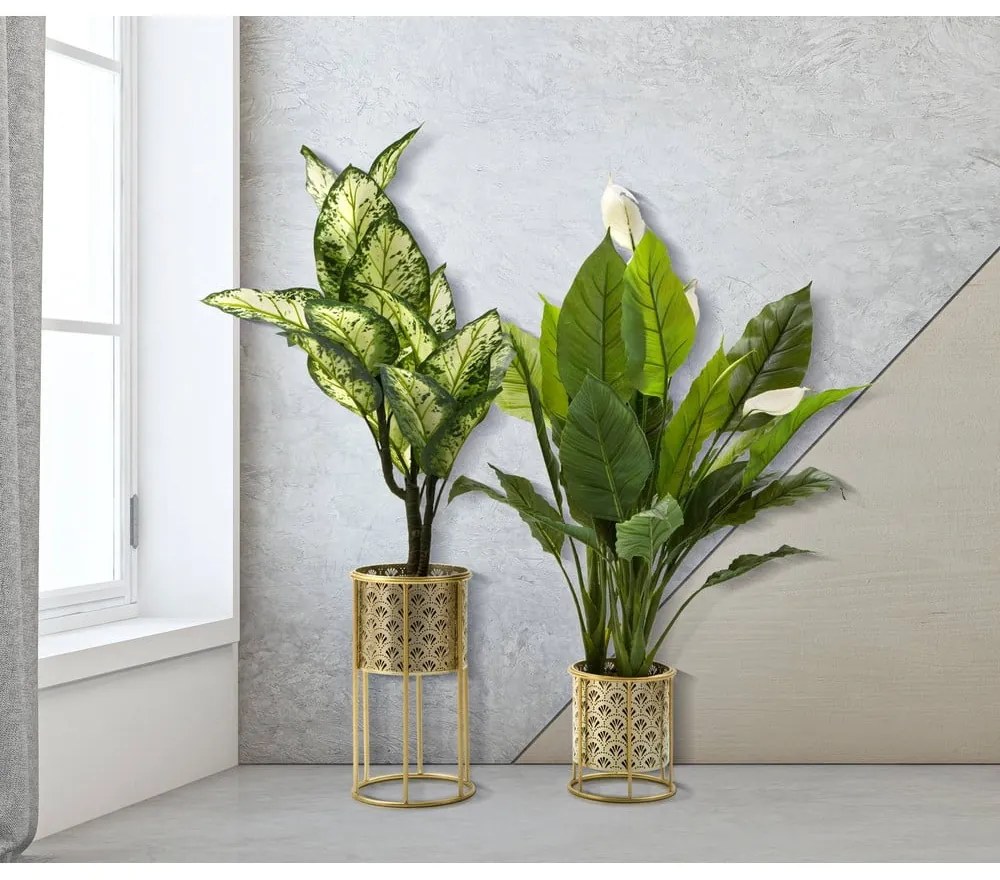 Súprava 2 stojanov na kvetináč v zlatej farbe Mauro Ferretti Golvy, výška 40 cm