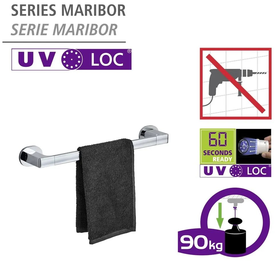 Samodržiaci držiak na uteráky z nehrdzavejúcej ocele v lesklo striebornej farbe Maribor – Wenko