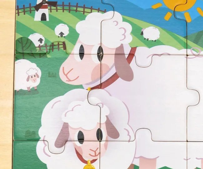 Puzzle na podstavci Viga 44622 9 dielikov - ovečka