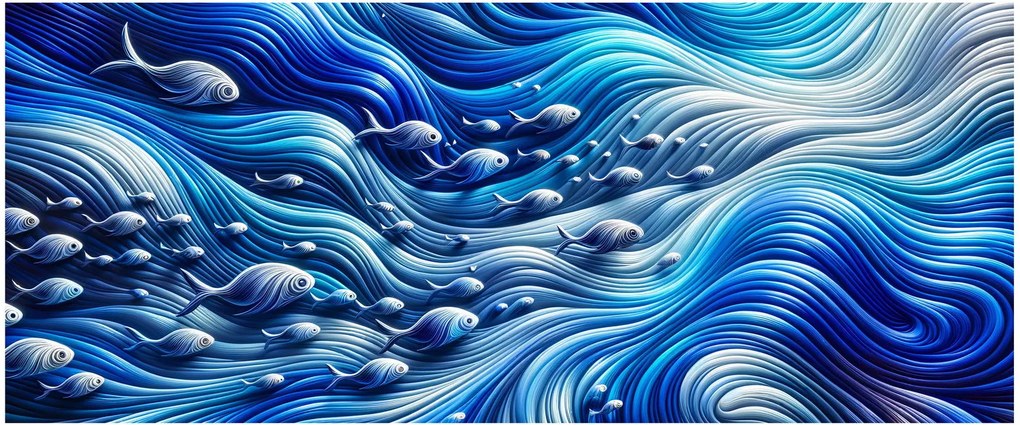 Obraz – Ryby vo vlnách (120x50 cm)