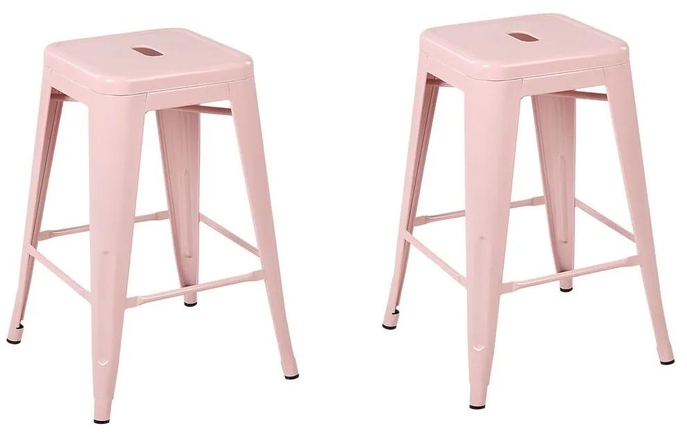 Sada 2 oceľových barových stoličiek 60 cm ružová CABRILLO Beliani