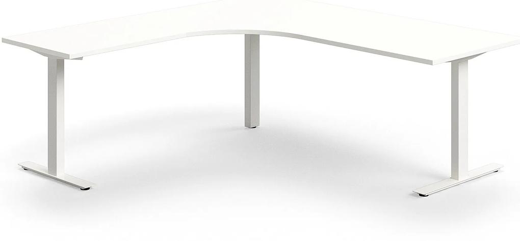 Kancelársky stôl QBUS, rohový, 2000x2000 mm, T-rám, biely rám, biela