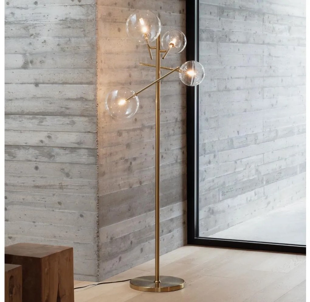 Ideal Lux - LED Stojacia lampa EQUINOXE 4xG4/2W/230V mosadz/číra