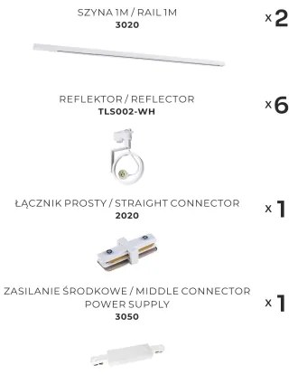 Zuma Line 3054 - Bodové svietidlo v lištovom systéme MASTER 6xGU10/10W/230V biela