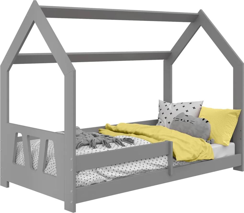 AMI nábytok Detská posteľ DOMČEK D5A 80x160cm masív sivá