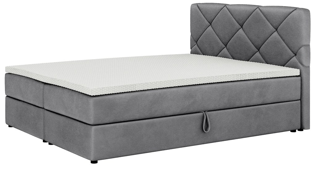 Manželská posteľ Boxspring 140x200 cm Karum (tmavosivá) (s roštom a matracom). Akcia -20%. Vlastná spoľahlivá doprava až k Vám domov. 1007774