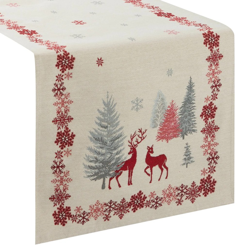 VIANOČNÝ GOBELÍNOVÝ OBRUS NOEL 45X140 CM VZOROVANÝ