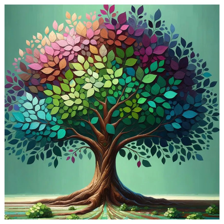 Obraz farebný strom života na plátne