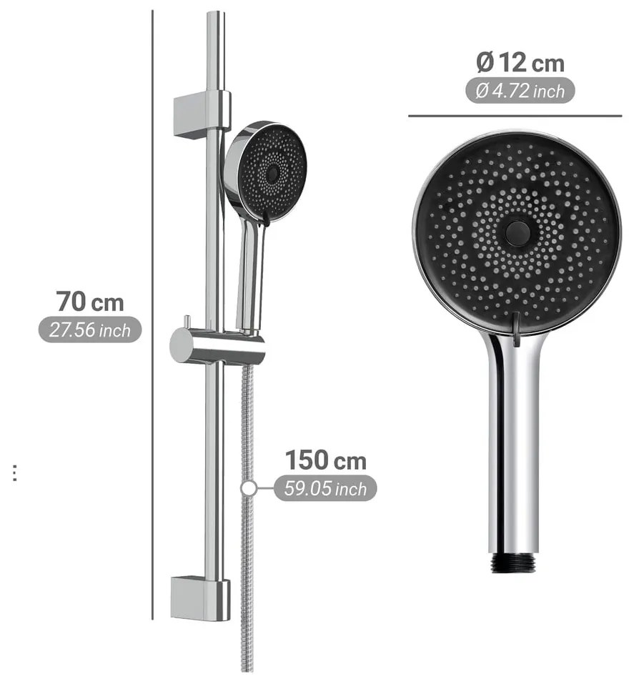 Sprchová súprava z nehrdzavejúcej ocele v striebornej farbe s ručnou sprchou/posuvný držiak 70 cm Softwater – Wenko