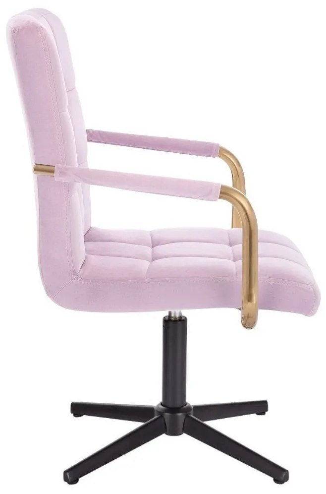 LuxuryForm DESIGN Otočná stolička VERONA GOLD VELUR na čiernom kríži - levanduľa