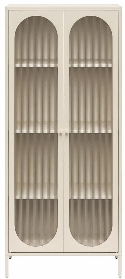 Krémovobiela kovová vitrína 80x186x40 cm Luna – Støraa