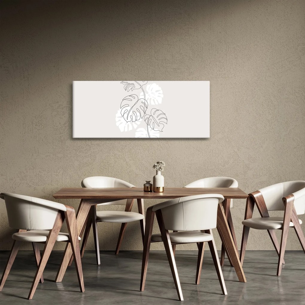 Obraz - Line art monstera N⁰3 (120x50 cm)