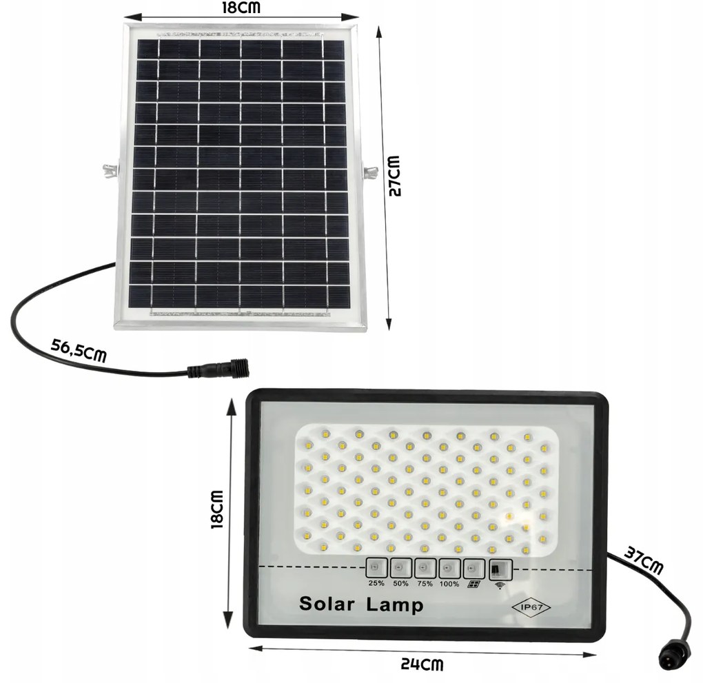 BERGE Solárne LED svietidlo DAKAR - 50W - PIR