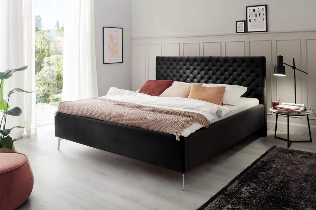 Čalúnená posteľ oliver s úložným priestorom 160 x 200 cm čierna MUZZA