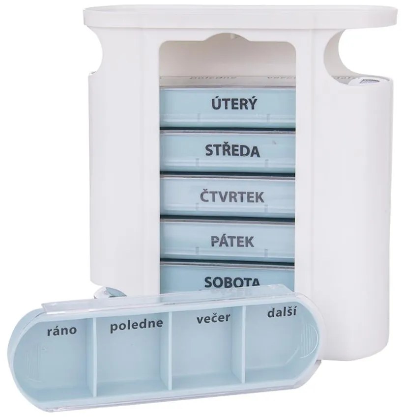 Organizér na lieky, zásobník na týždeň, vertikálny
