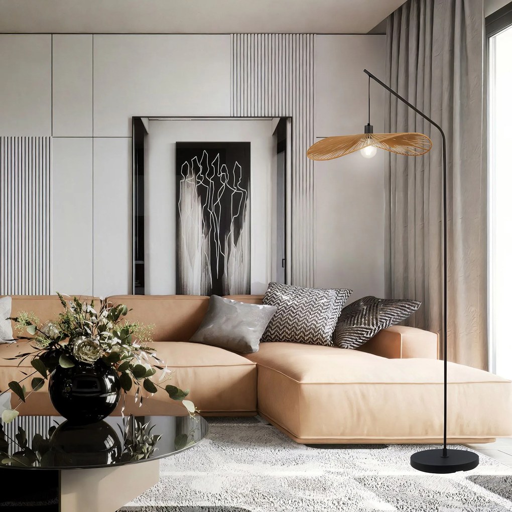 Toolight Toolight, podlahová lampa 1xE27 APP1829-1F, čierna-hnedá, OSW-09319