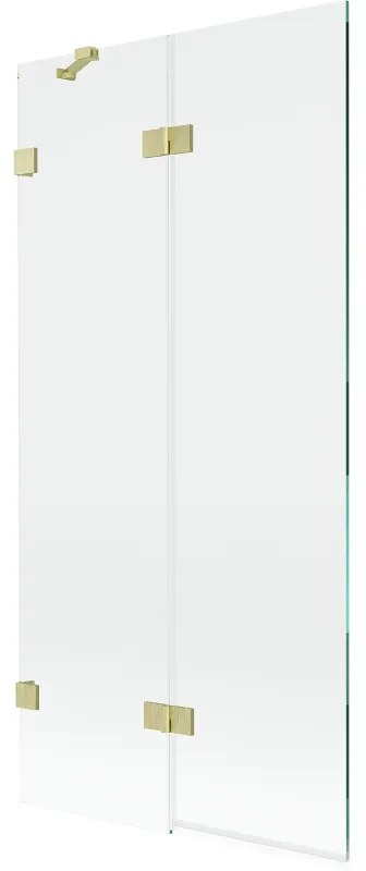 Mexen Lunar, 2-krídlová vaňová zástena ľavá 90 x 150 cm, číre sklo, zlatá matná, 897-090-100-55-00-L