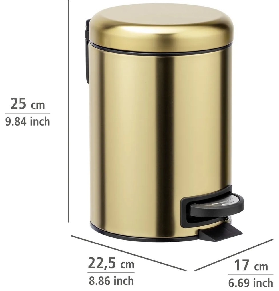 Wenko Pedálový odpadkový kôš Leman 3 l, matná zlatá, 3 l