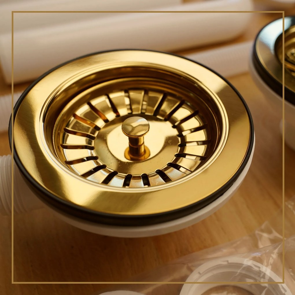 Gamma Gamma, 2-komorový manuálny sifón pre granitové drezy, zlatá lesklá, GMA-1M22GD