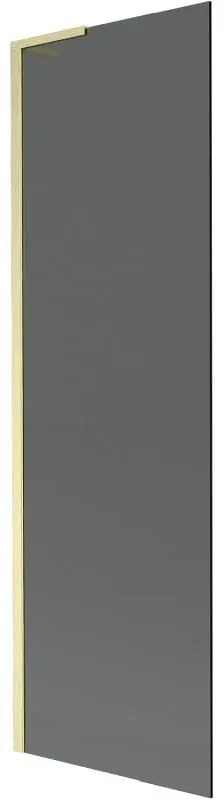 Mexen Next L, 1-krídlová vaňová zástena 60 x 150 cm, 6mm šedé sklo, zlatý matný profil, 895-060-000-03-40-55