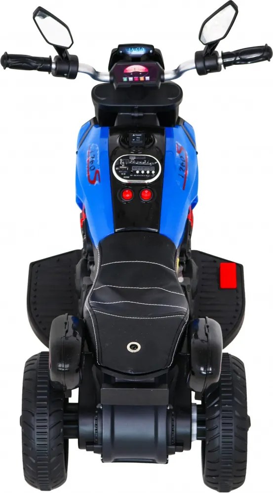 Ramiz Rýchla turistická motorka na batérie pre deti Modrá + Audio + Svetlá + Eko koža