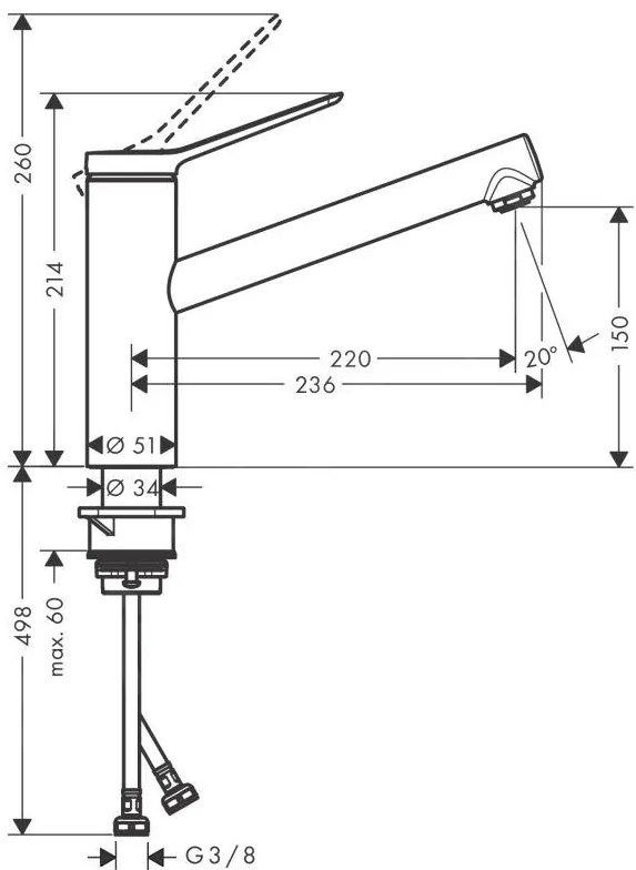 Hansgrohe Zesis M33, drezová batéria 150, oceľová, HAN-74802800