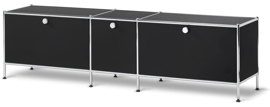 Nízka skrinka »CN3« s 3 výklopnými dvierkami, čierna