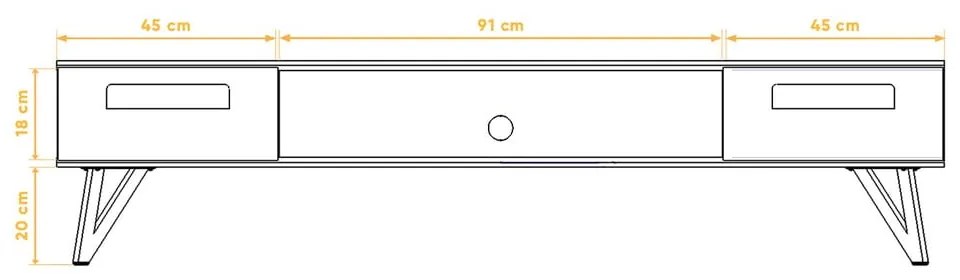 TV stolík z dubového dreva 182x42 cm Golo - The Beds