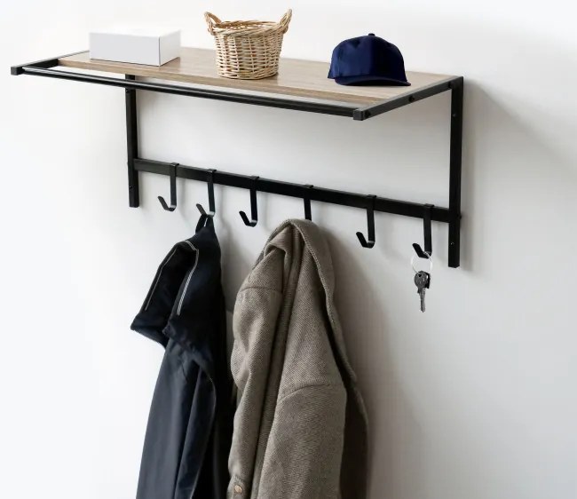 Nástenný vešiak s poličkou AZUL čierny