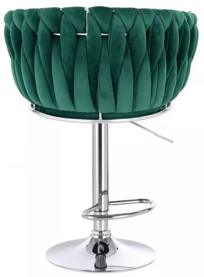 LuxuryForm DESIGN Barová stolička NORDEN VELUR na striebornom tanieri - zelená