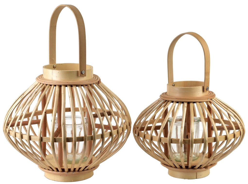 Proutěná lucerna LUCIE Natural 32x27 cm hnědá