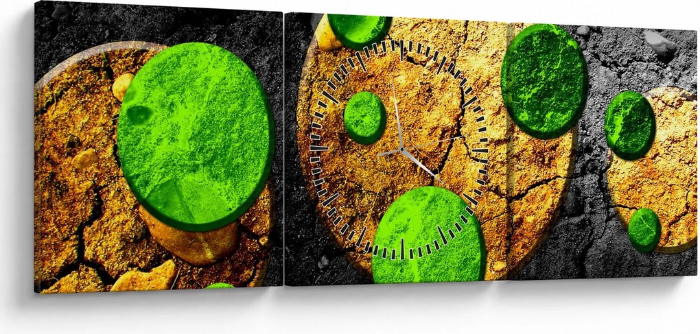 Obraz abstrakcie - Guľa (s hodinami) (90x30 cm)