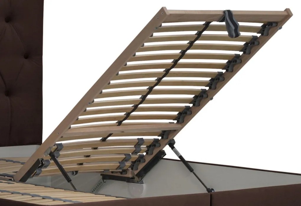 Posteľ Amy 180x200 cm, tmavo hnedá látka