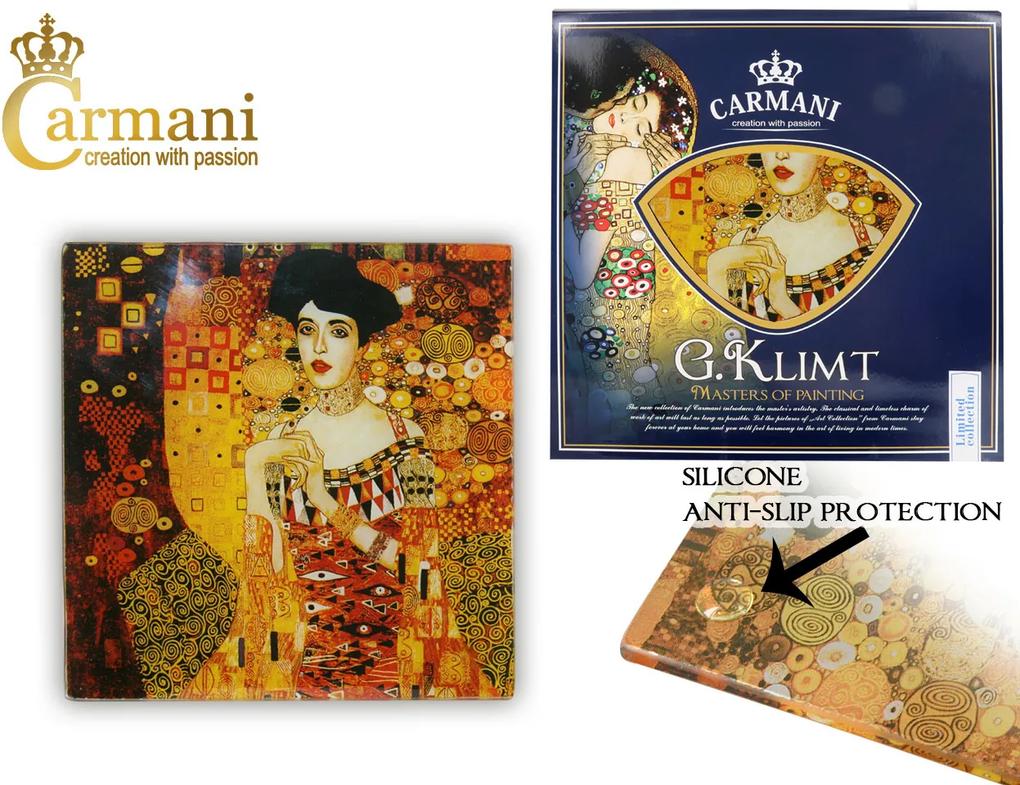 Sklenená tácka 10.5 x 10.5 cm Gustav Klimt Adela Bloch, CARMANI