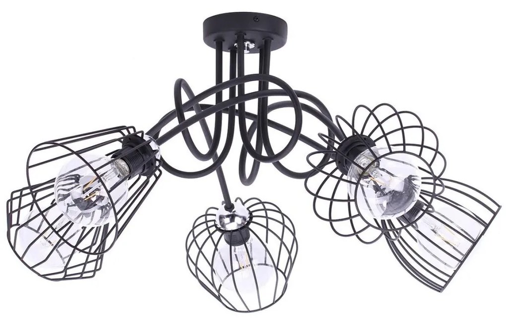 Stropné svietidlo Nuvola, 5x drôtené tienidlo (výber z 2 farieb), (mix 4 tvarov tienidla), ch