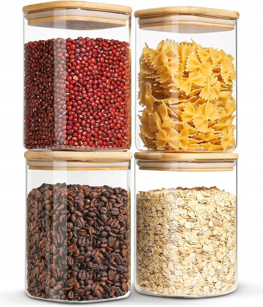 Orion Sklenená dóza hranatá s bambusovým vrchnákom, 1 l BORO