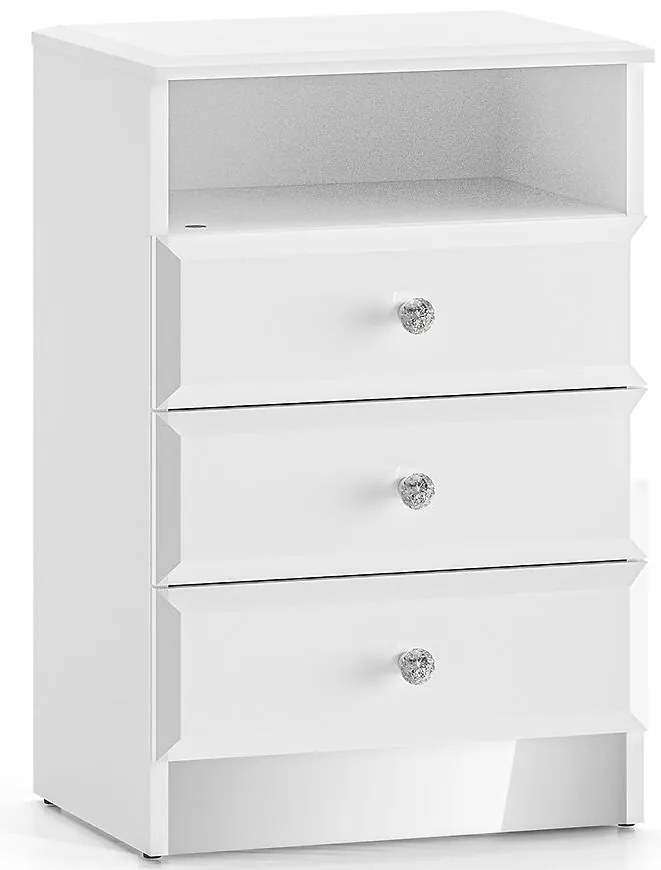 Nočný stolík Glamour 07 biela lesk