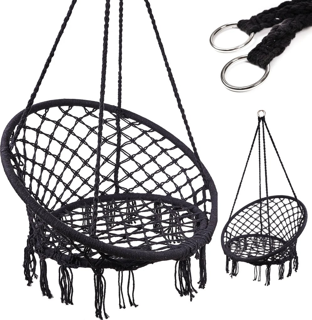 KIK Hojdačka bocianie hniezdo LUARO, čierna, 80 cm, nosnosť 150 kg