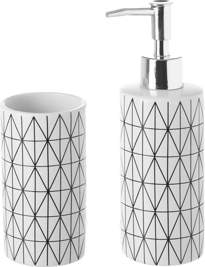 Set keramického pohárika a dávkovača na mydlo Unimasa Geometry