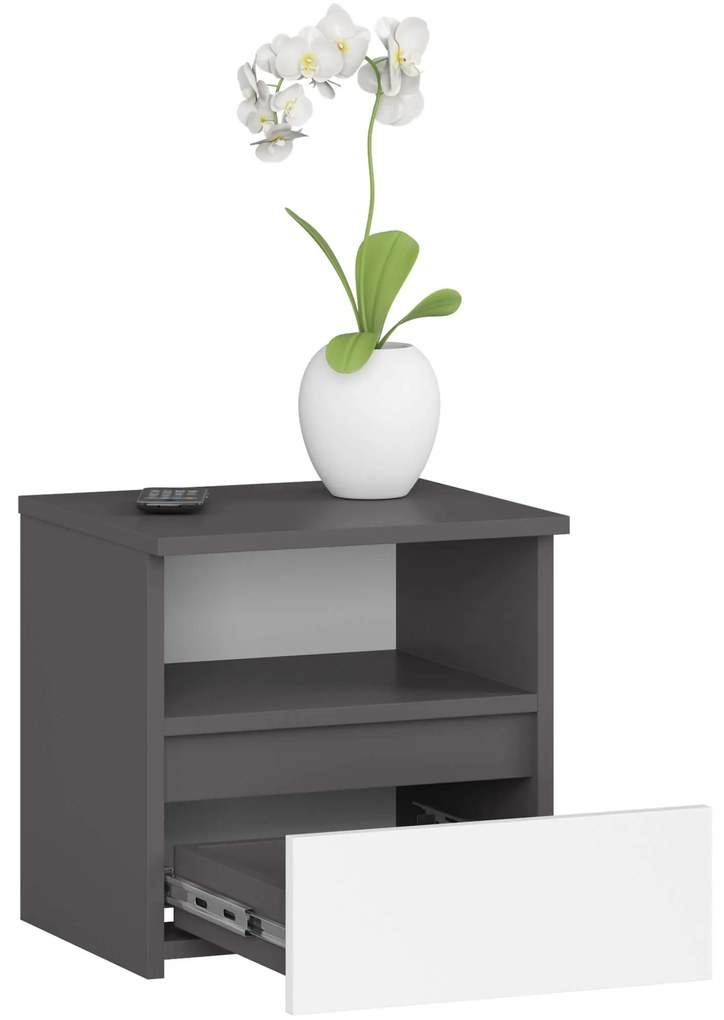 Nočný stolík CL1 40 cm grafitovo šedý/biely
