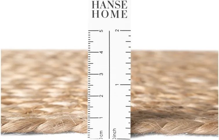 Obojstranný/ručne tkaný jutový okrúhly koberec v prírodnej farbe ø 150 cm Basil – Hanse Home