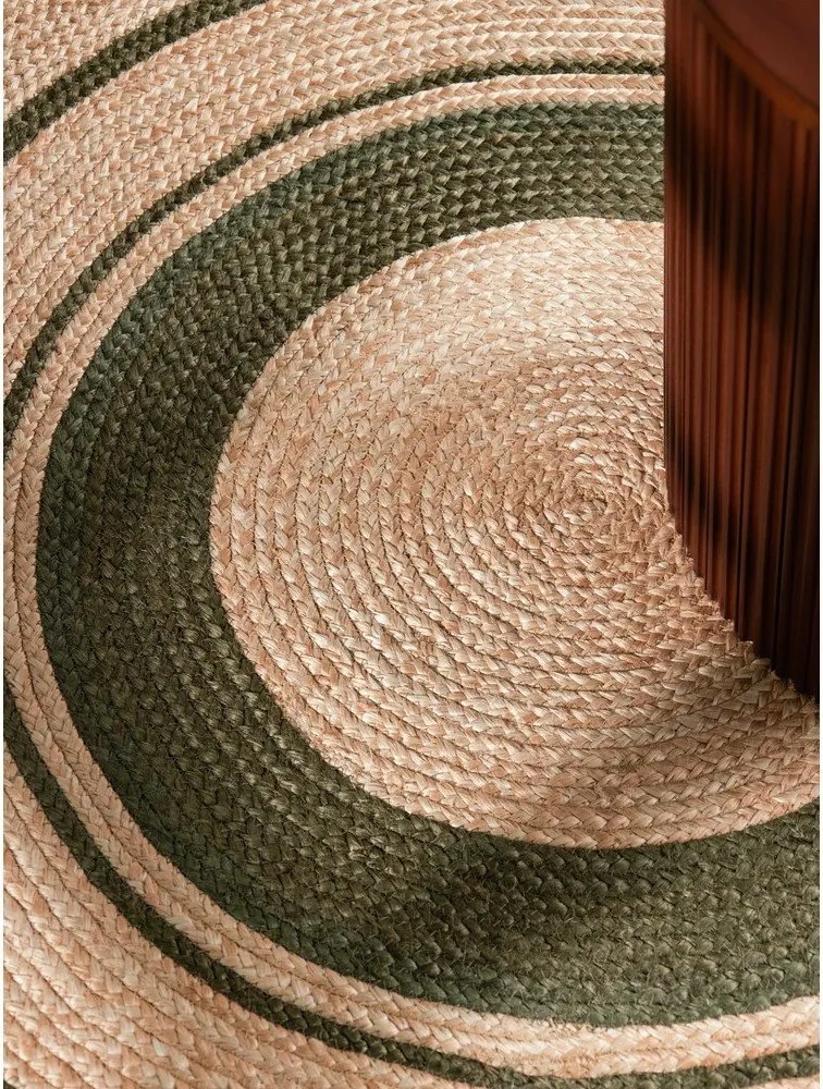 Obojstranný/ručne tkaný jutový okrúhly koberec v prírodnej farbe ø 150 cm Basil – Hanse Home