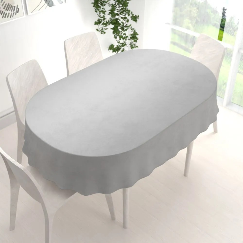 Biante Zamatový oválny obrus Velvet Prémium SVP-039 Sivý 140x220 cm