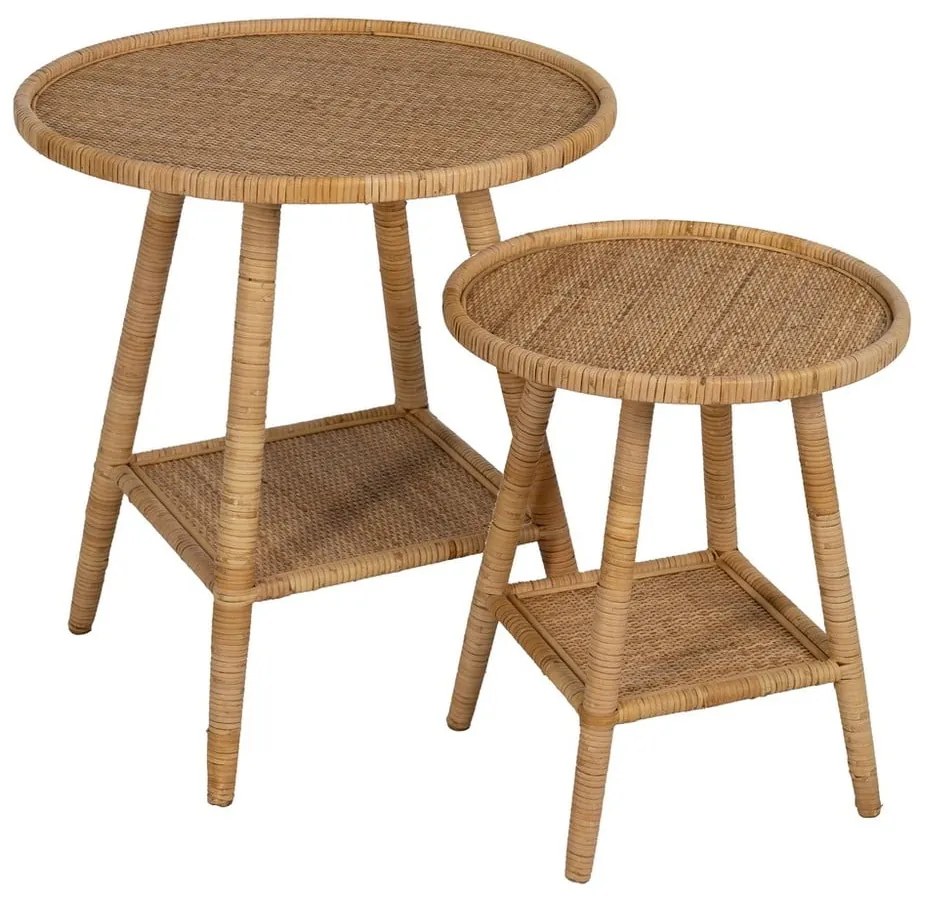 Ratanový okrúhly odkladací stolík ø 45 cm – Ixia