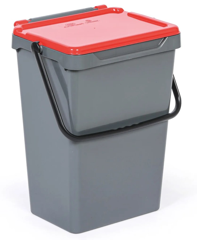 Plastový odpadkový kôš na triedenie odpadu, sivá + červená, 35 l