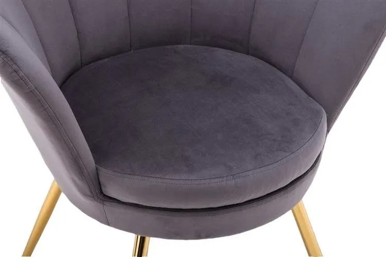 LuxuryForm DESIGN Kreslo FREY VELUR so zlatými nohami - tmavo šedé