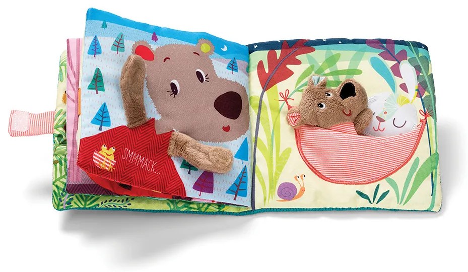 Lilliputiens - textilná knižka s prstovou bábkou - medvedík César