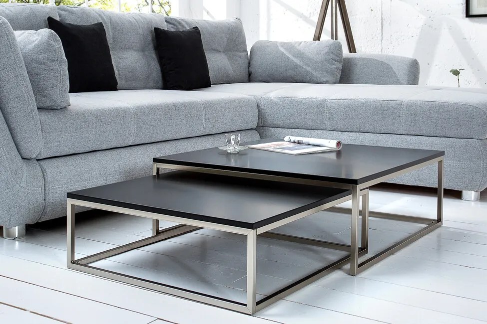 Sada 2 konferenčných stolíkov New Elements čierna 75cm