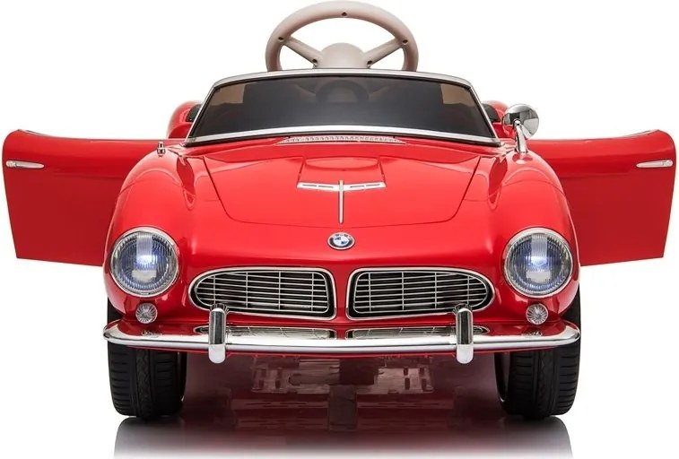LEAN CARS Elektrické autíčko BMW Retro, LED, MP3, diaľkové ovládanie, červené lakované